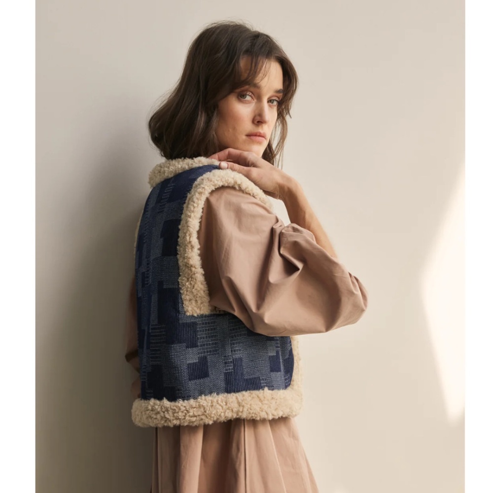 Amente indigo Japanese boro patchwork Vest - Picture 2 of 11
